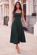 Forest Square Neck A-line Midi Dress